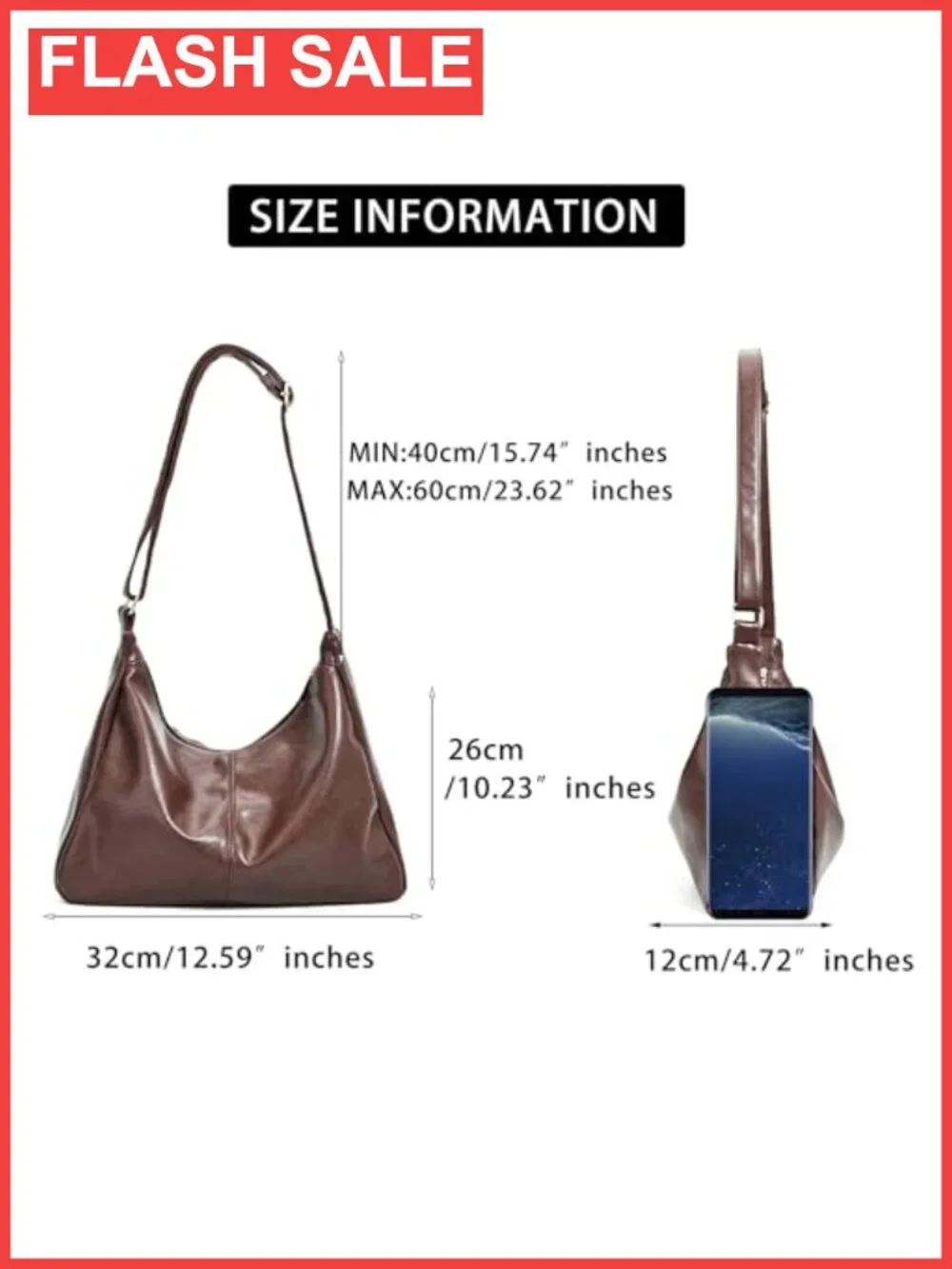 Faux Leather Hobo Bag Vegan Leather Slouchy Shoulder Purse